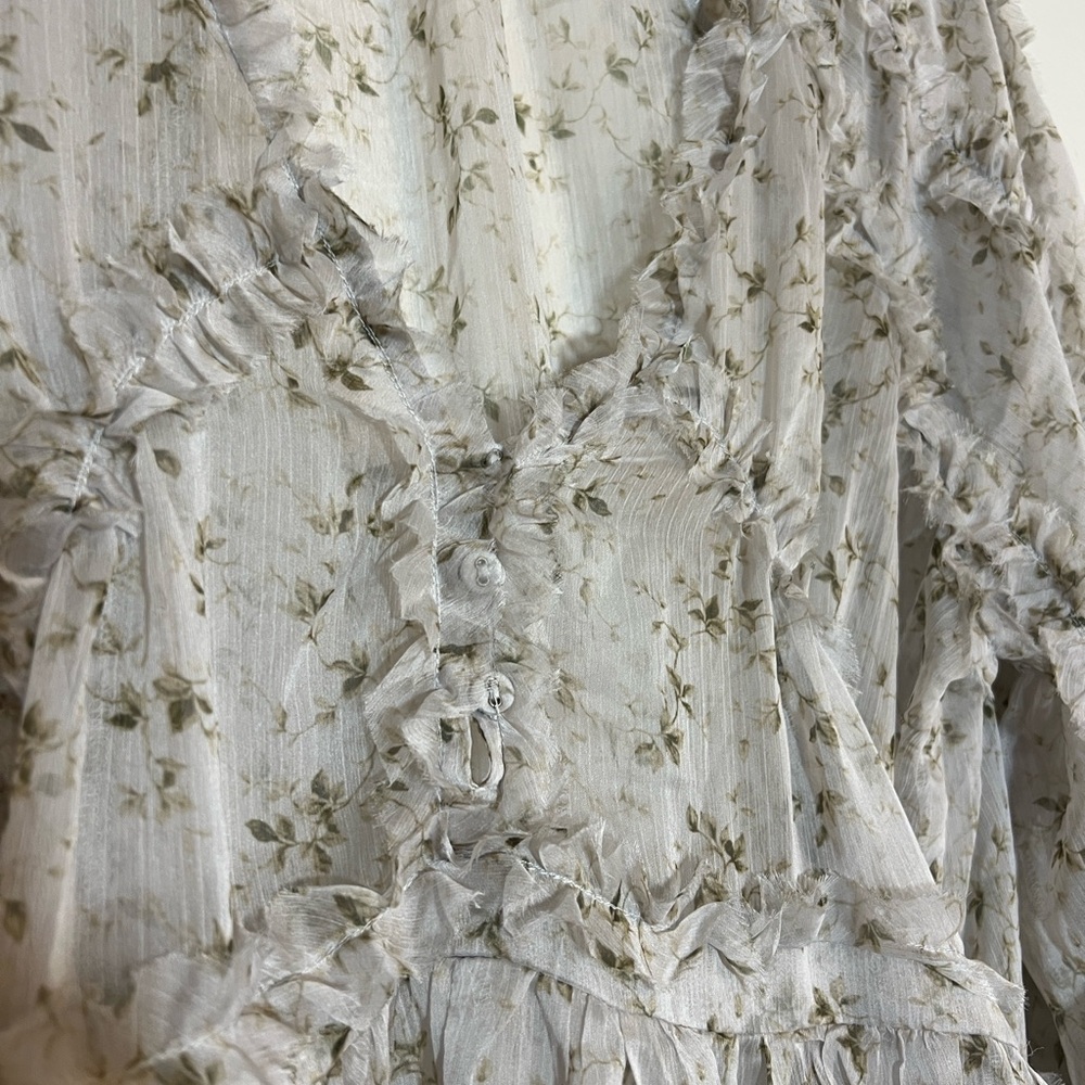 O.P.T Chiffon Floral Ruffle Rhea Long Sleeve Mini Dress Small - Picture 7 of 11